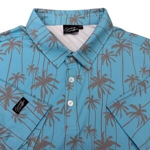 Sunday Swagger Polo Shirt Mens 3XL Blue Palm Tree Tropical Golf Performance